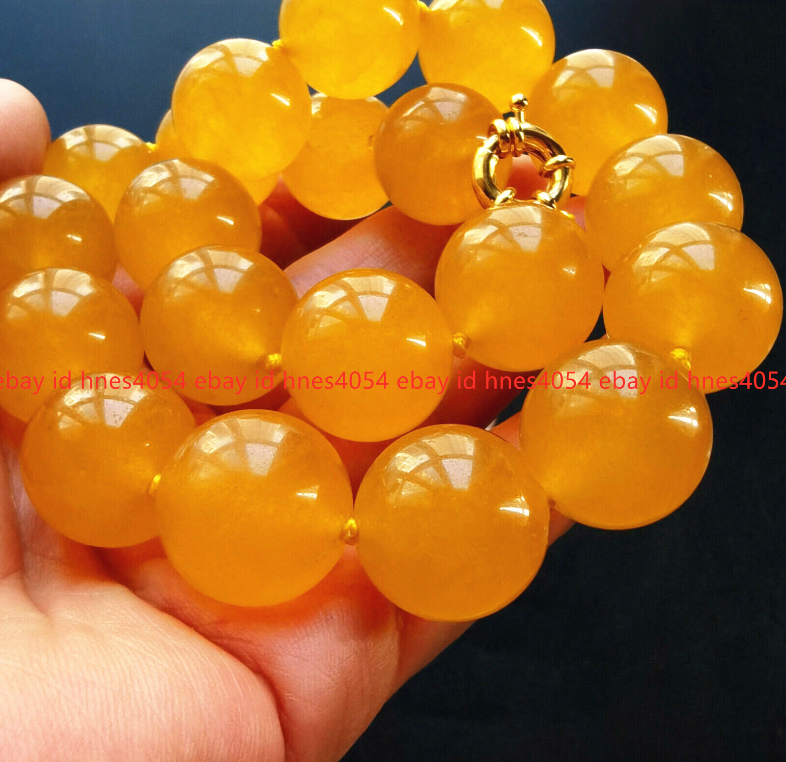 Huge Pretty Natural 20mm Yellow Jade Gemstone Round Beads Necklace 16-24in