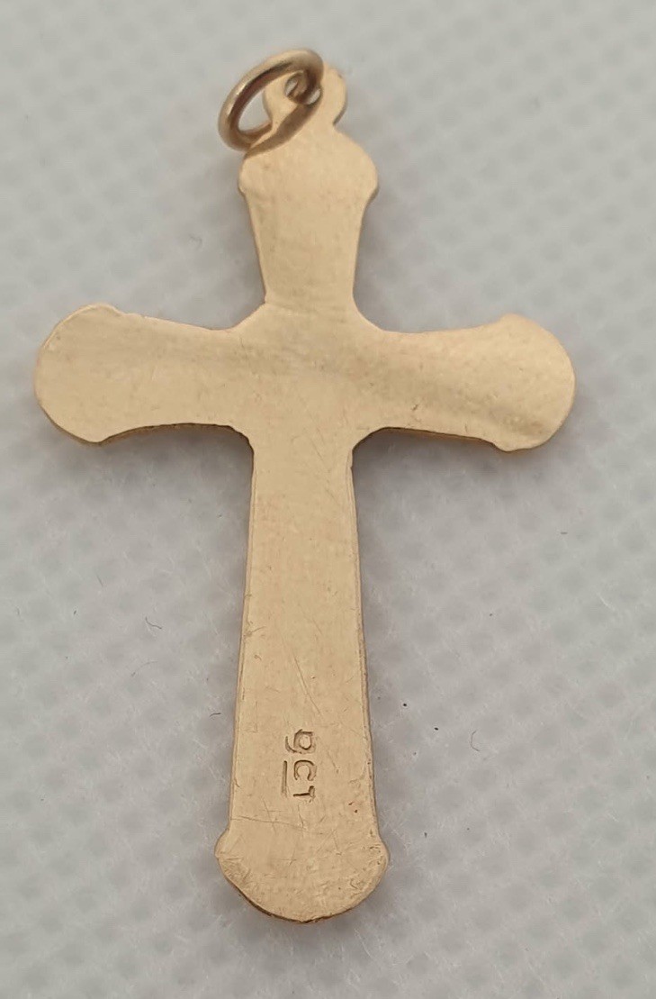 Vintage 9ct Gold Cross Pendant 2g 3.5cm Hallmarked