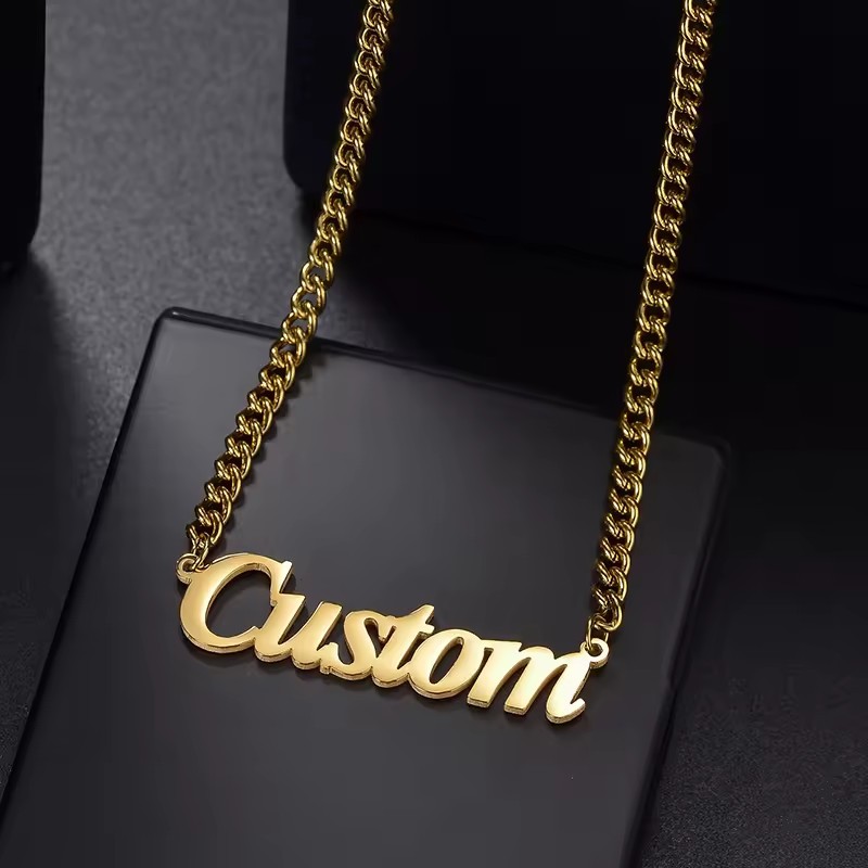 Custom Jewelry Name Pendant Necklace Personalized 5mm Cuban Chain Men Women Gold