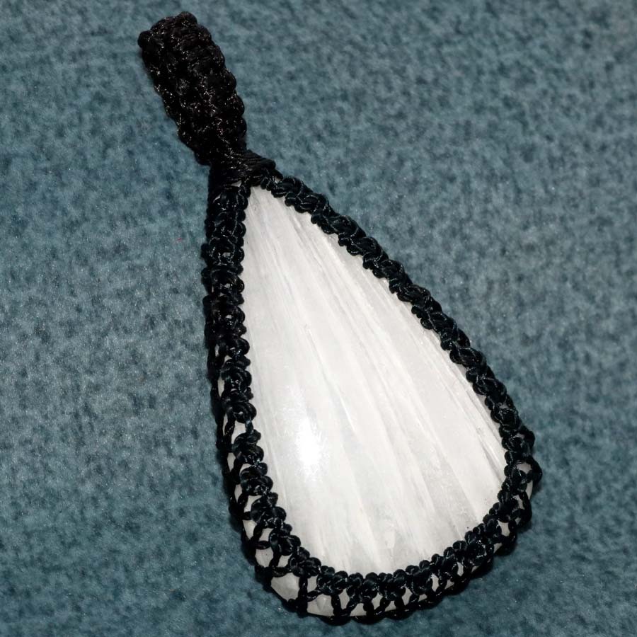 Macrame Thread Scolecite Pendant 2.1″ Daily Wear Jewelry Most Beautiful MJ