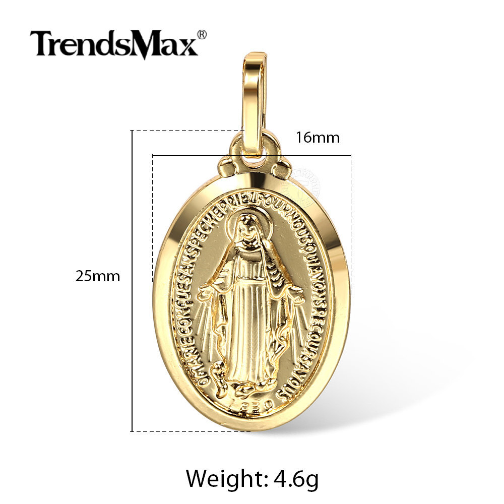 16″-24″ Gold Plated Oval Virgin Mary Charm Pendant Necklace Multi Chain Unisex