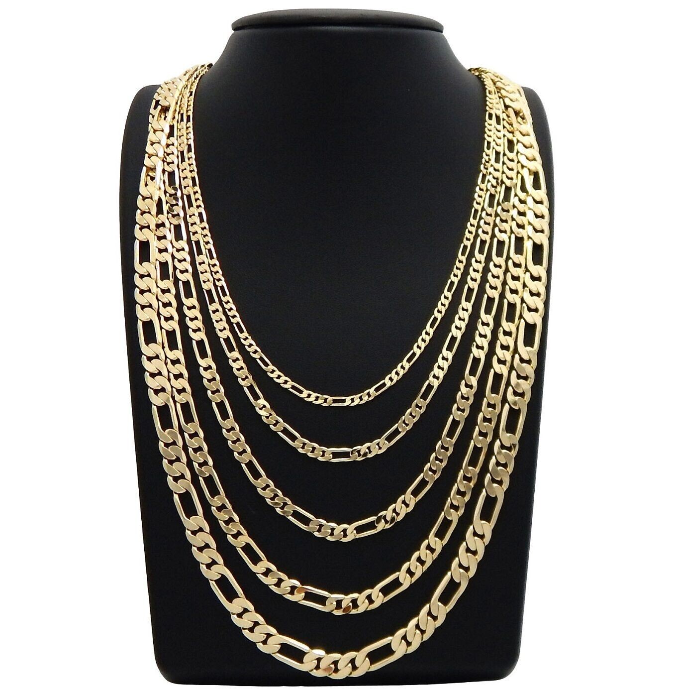 High-End Premium 14K Stamped Gold plated 4~10mm Brass Figaro Chain Necklace