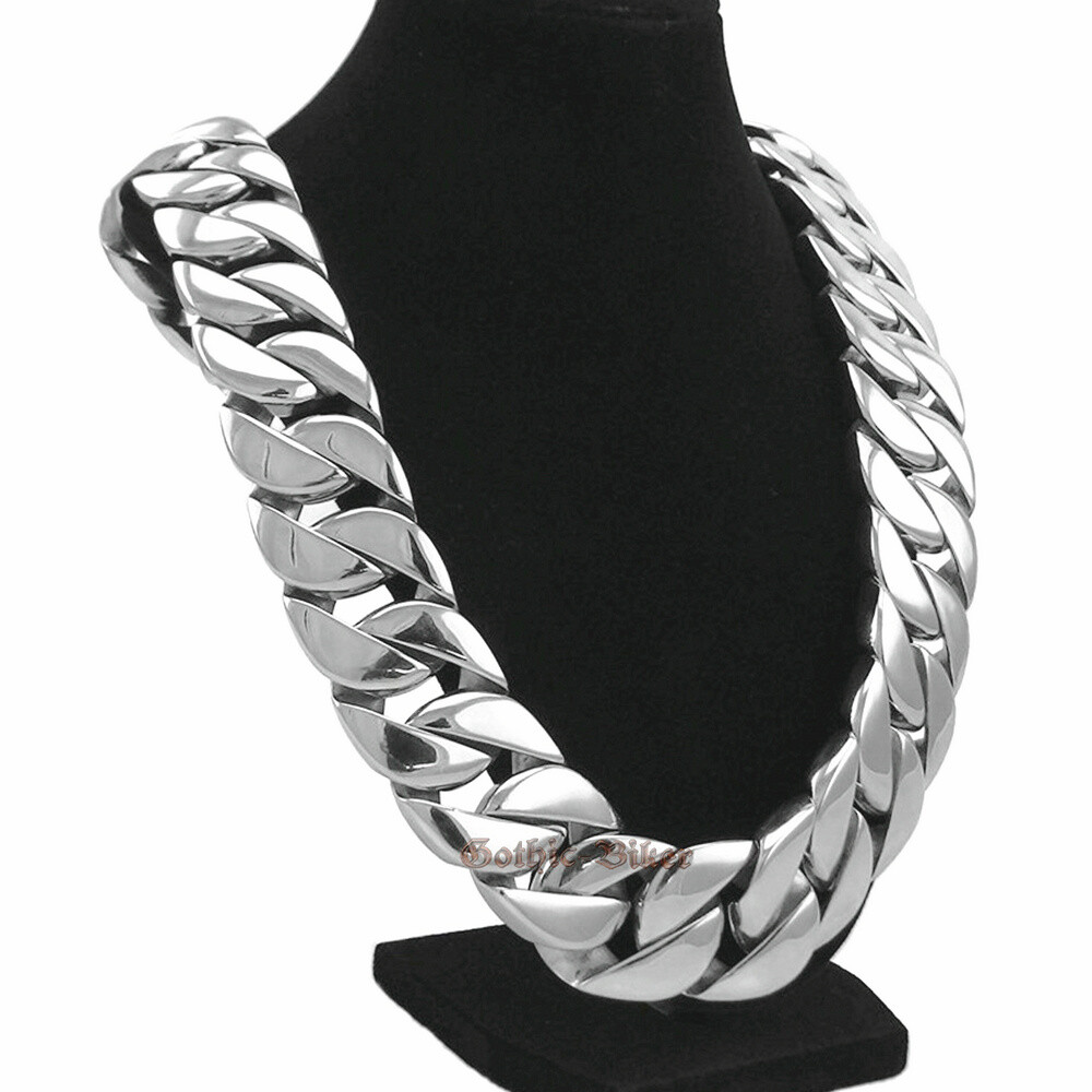 Super Heavy 31mm Men Polished Cuban Curb Chain Stainless Steel Bracelet Necklace
