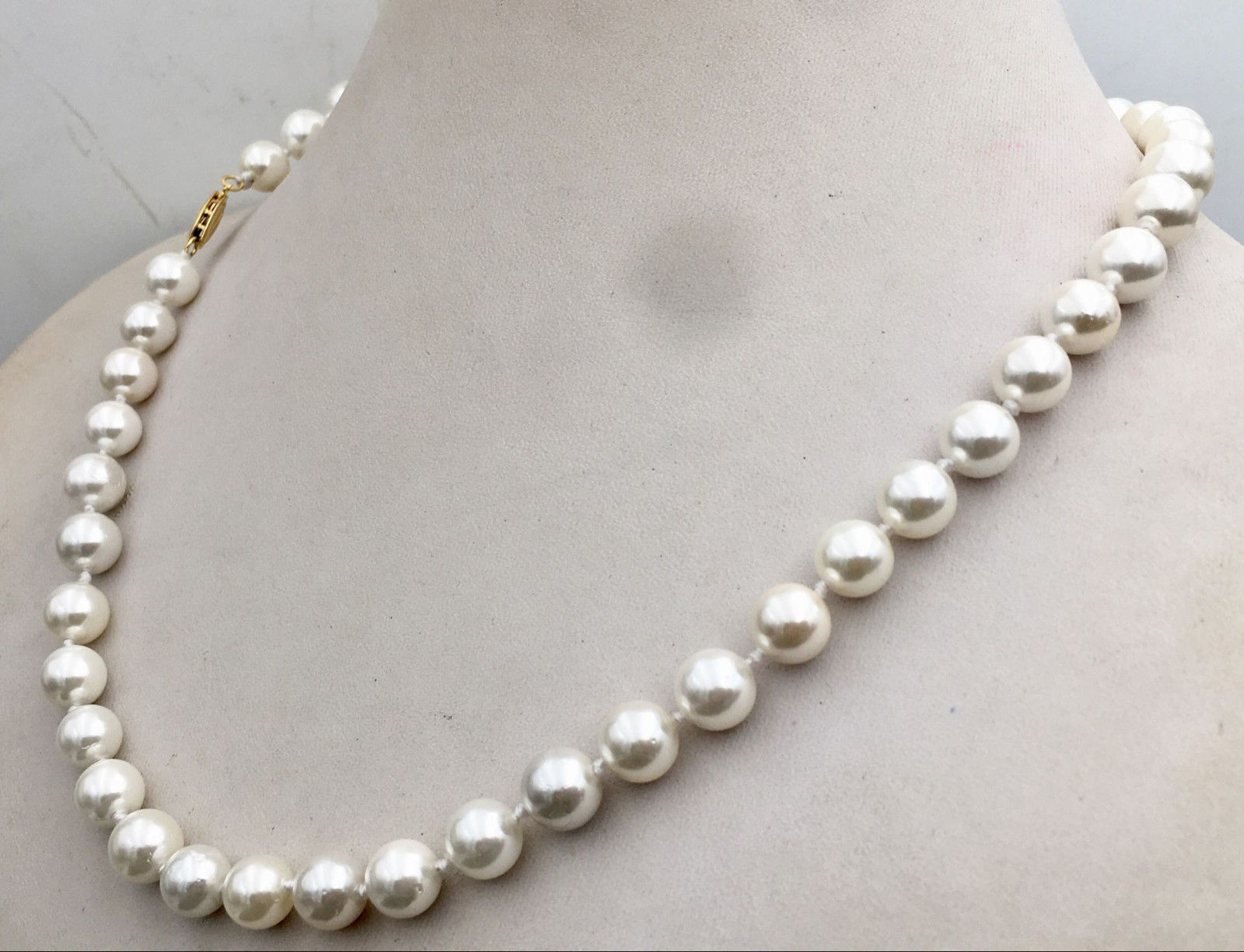 6/8/10mm White Akoya Shell Pearl Round Beads Necklace 18″