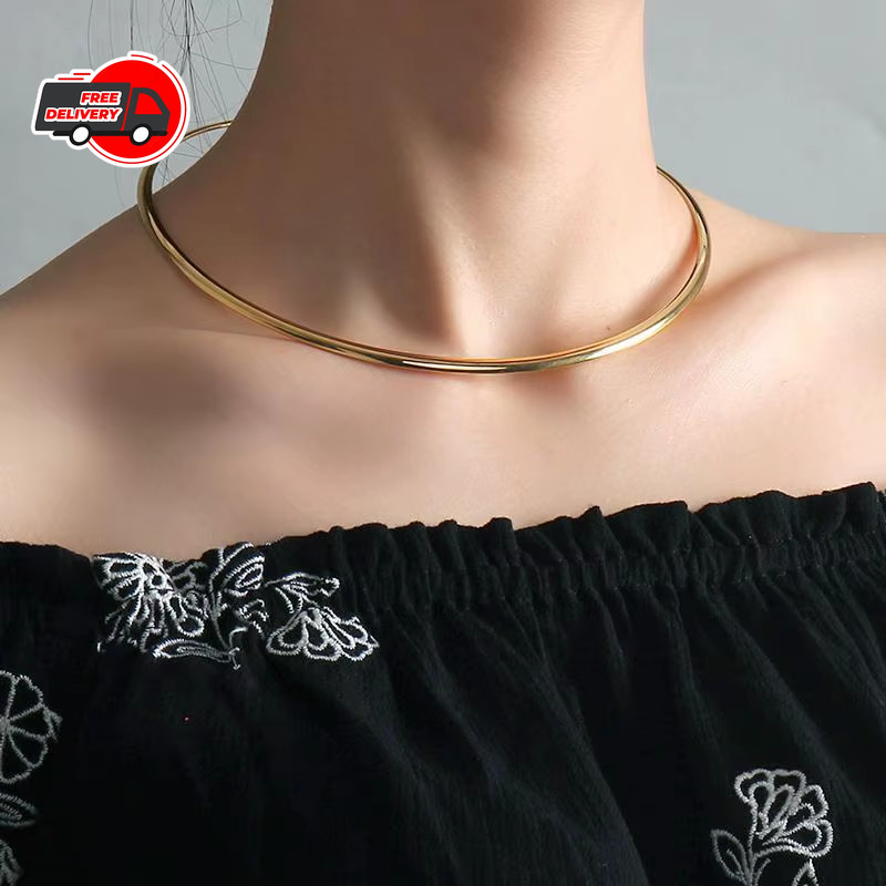 Stainles Steel Jewelry Chocker Collar Necklace for Women Open Neck Cuff Torques