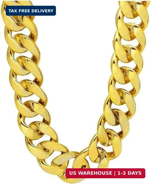 Q&D&S Plastic Chunky Necklace for Men 80s 90s Rapper Chain Punk Hip Hop Necklace