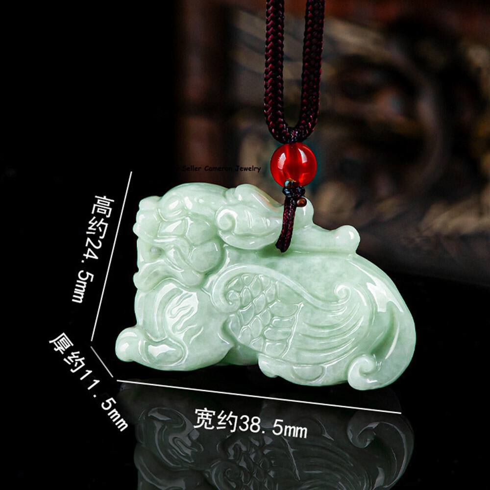 Real Grade A Natural Green Jade Jadeite Men Women Wealth Dragon Pixiu Pendant