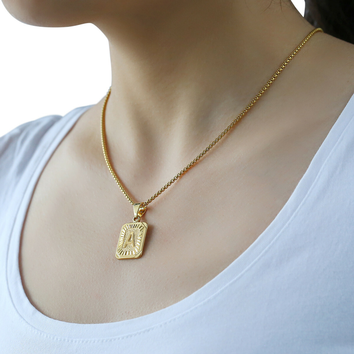 2MM 24″ Yellow Gold Filled 26 Letters A-Z Cross Charm Necklace or Pendant Only