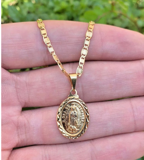 14K Gold Filled Virgem Guadalupe Necklace 20″Womens Cadena Oro Laminado Mujer