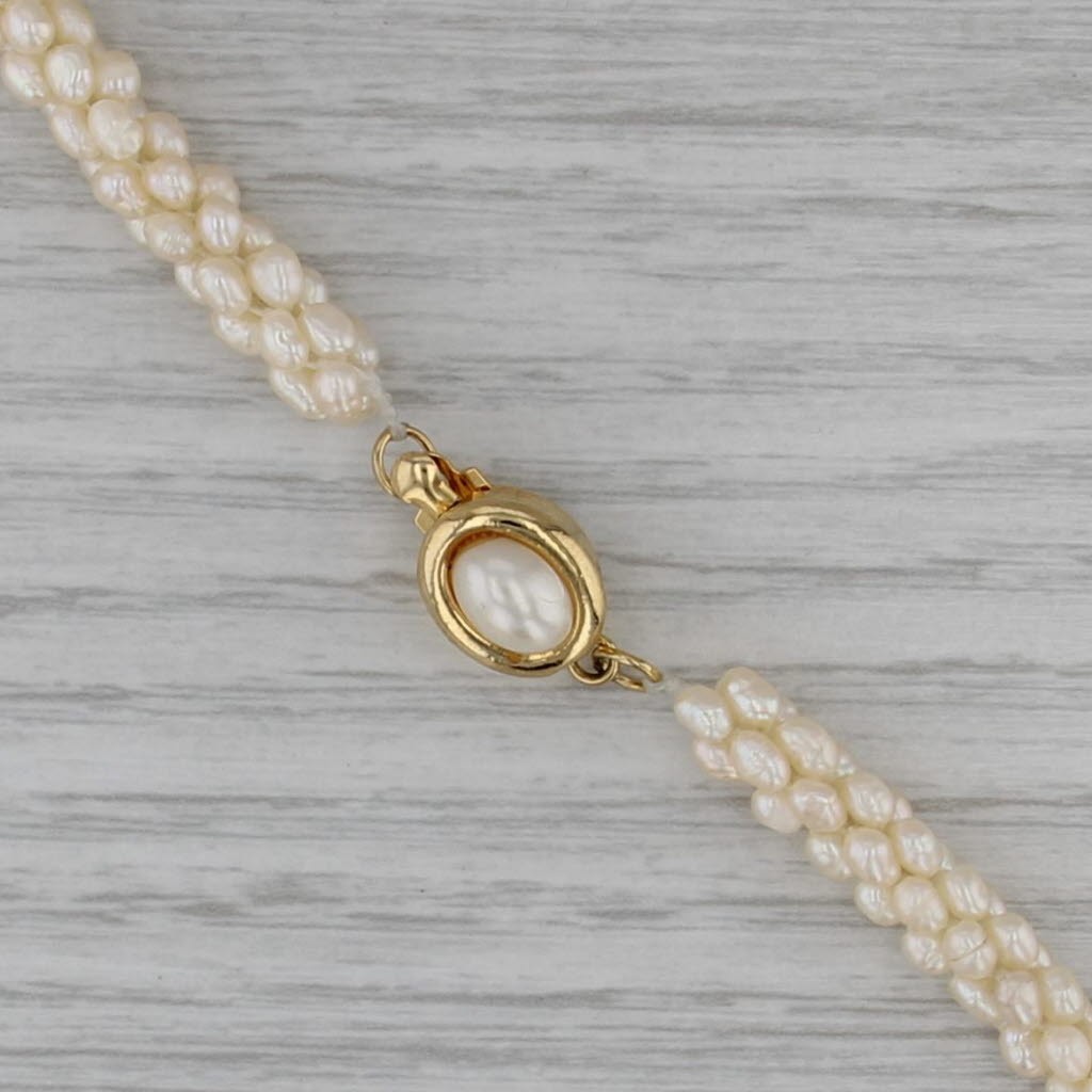 17.75″ Cultured & Imitation Pearl Necklace Cluster Popcorn Strand Copper Clasp