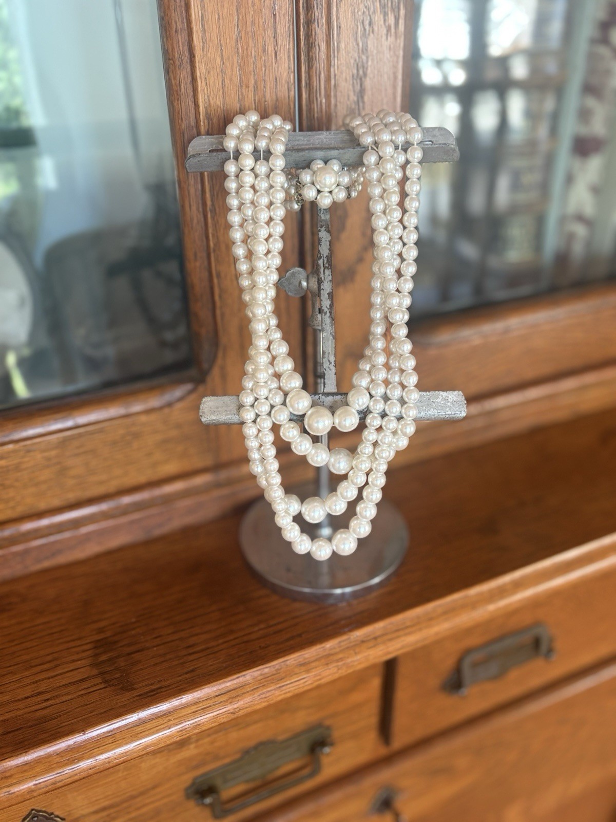 Layered Statement Beaded White Faux Pearl Necklace SO ELEGANT