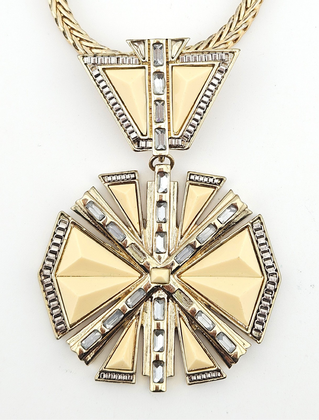 Vince Camuto Necklace Gold Tone Box Chain Large Pendant SEE DESCRIPTION J19-4271