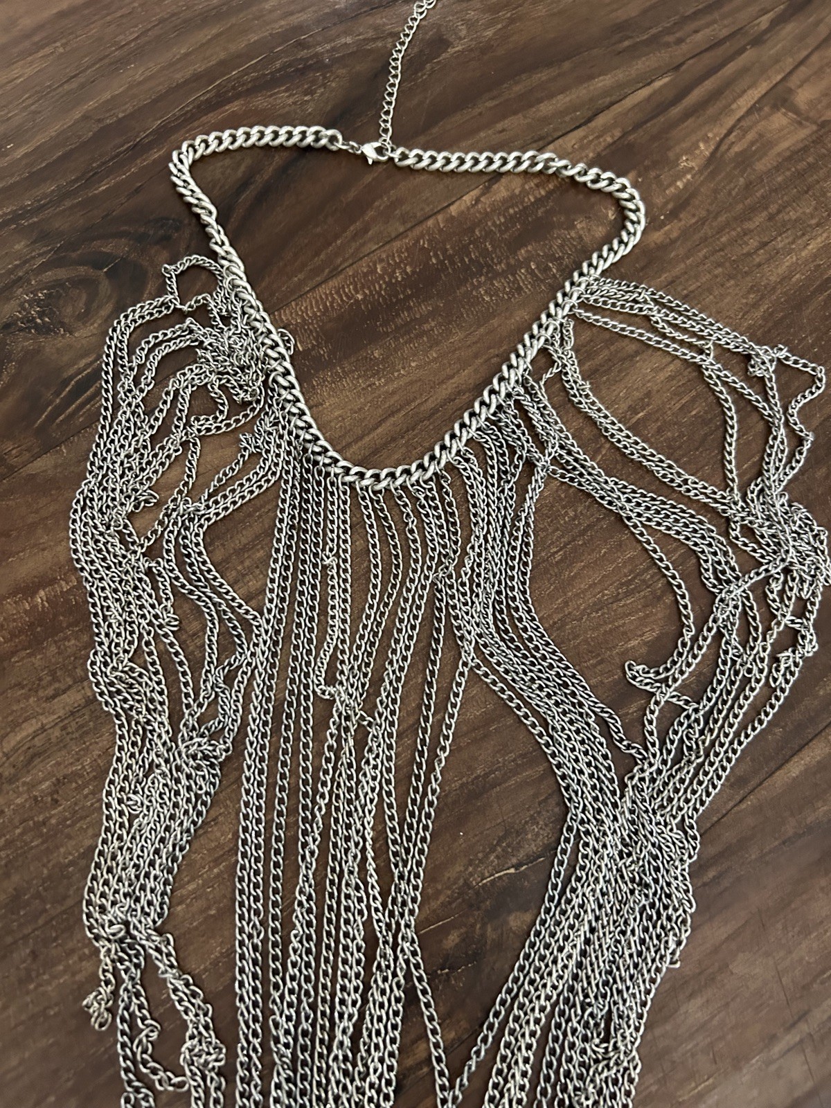Lot of 3 Statement Necklaces Cara N.Y. Fringe, Chain, Multi-Strand, Silver Gold