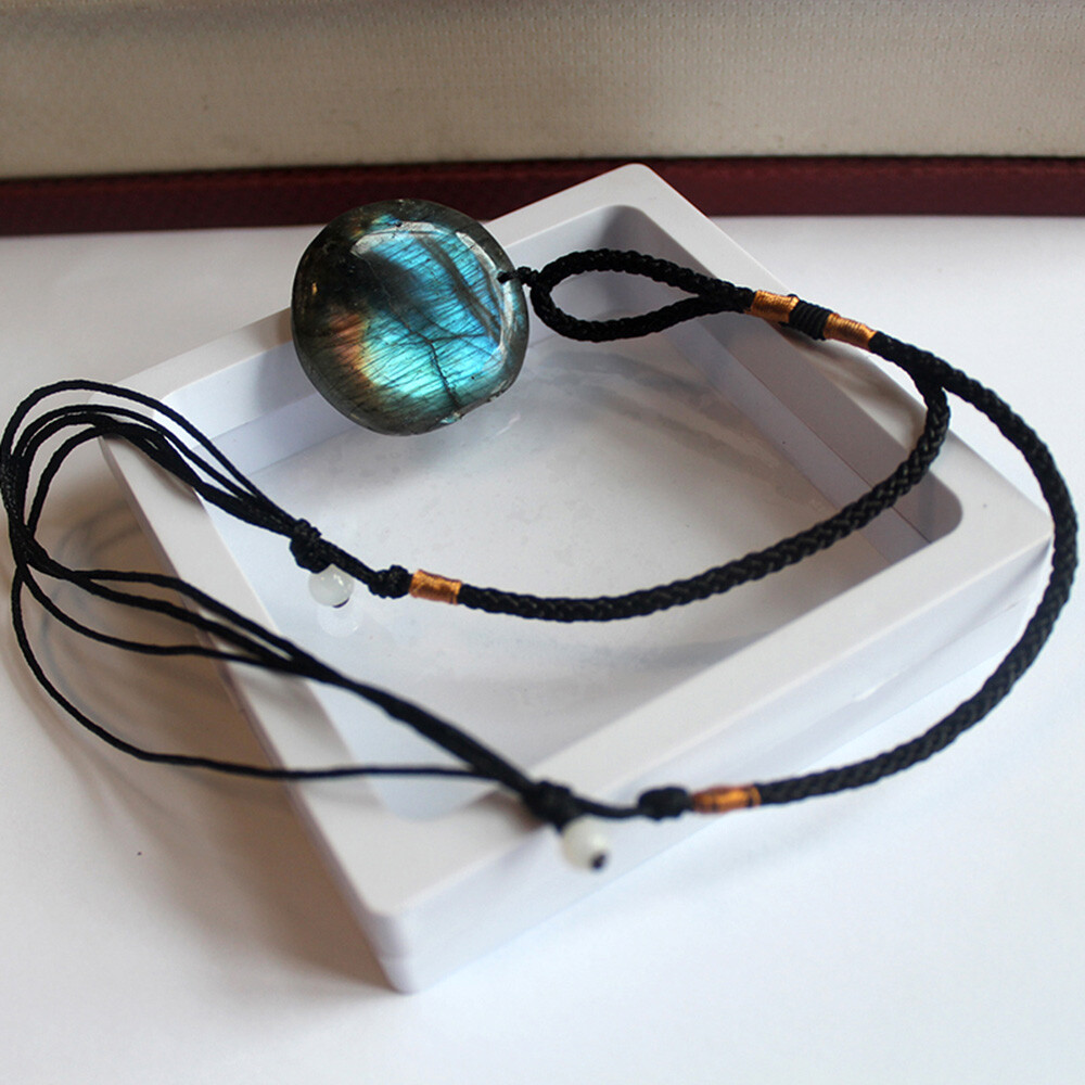 Delicate Natural Labradorite Pendant Crystal Necklace Healing Stone Necklace