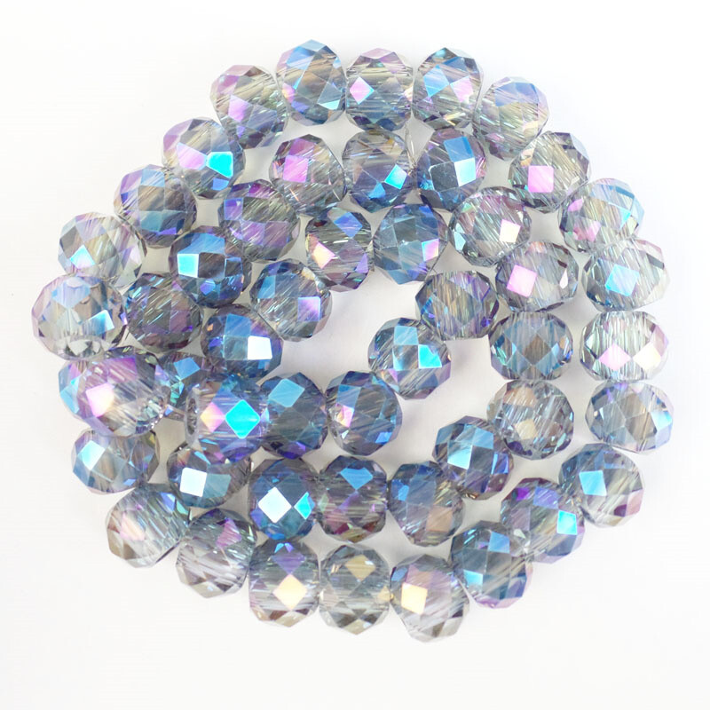 50Pcs 14x12mm Faceted Blue Crysyal Rondelle Pendant Loose Bead SK63802