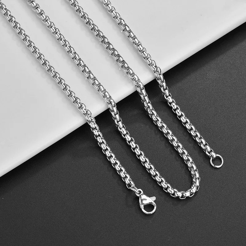 Stainless Steel Necklace Black Round Box Chain 40-70cm 2-3mm Width Jewelry
