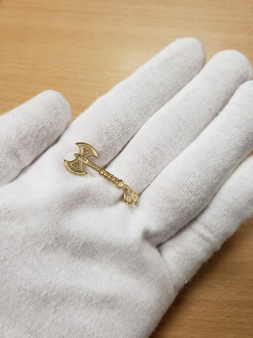 Yellow Gold Viking Tomahawk Axe Pendant Necklace
