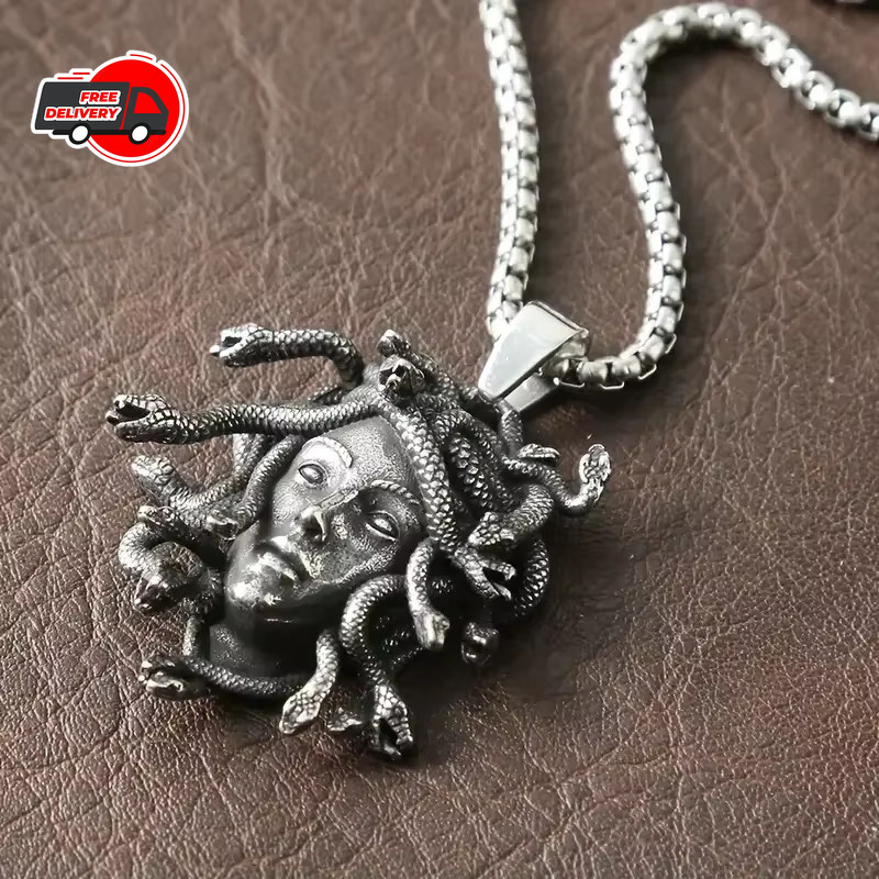 Medusa Pendant Necklace Vintage Snake Animal Accessories