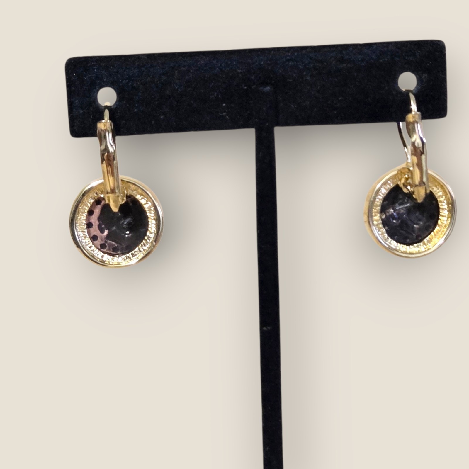 Gold Plated Toggle Necklace 17″ & Bronze Coin Enhancer Pendant & Coin Earrings