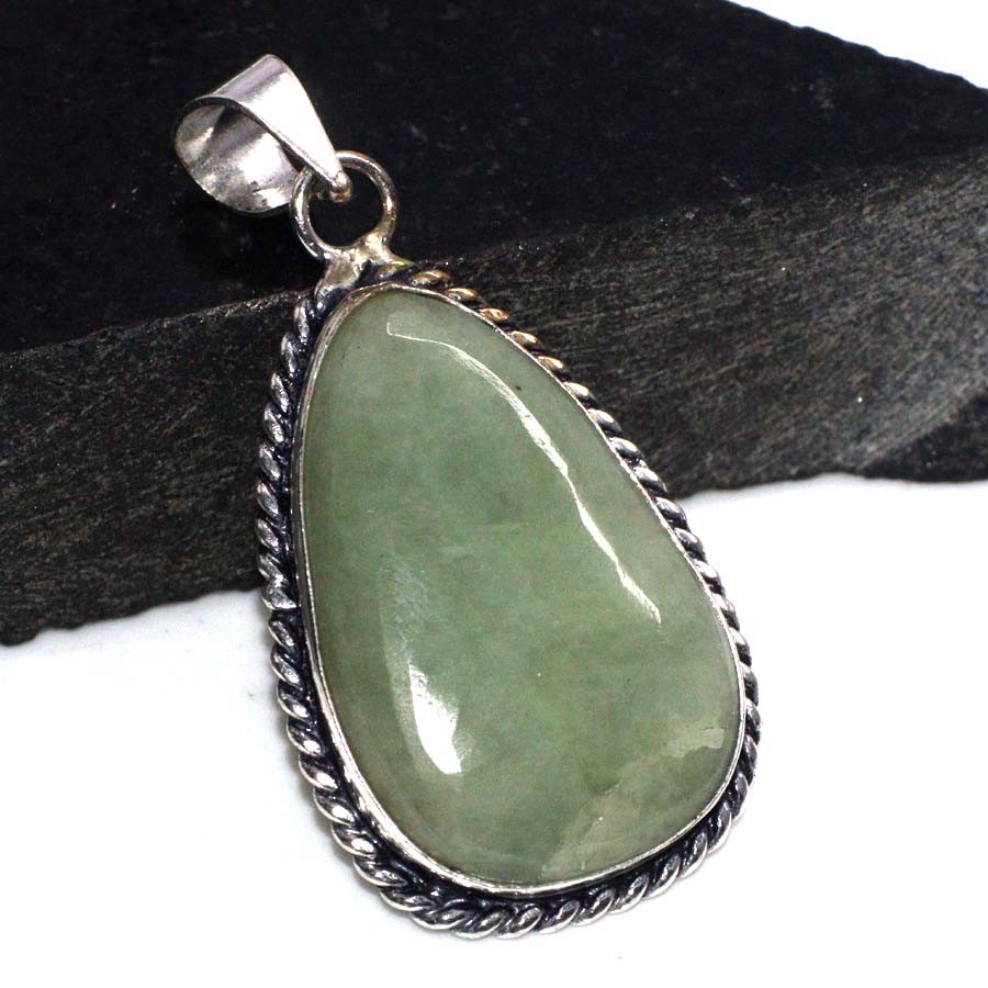 Aquamarine 925 Silver Plated Gemstone Handmade Pendant 2″ Stylish Gift JW