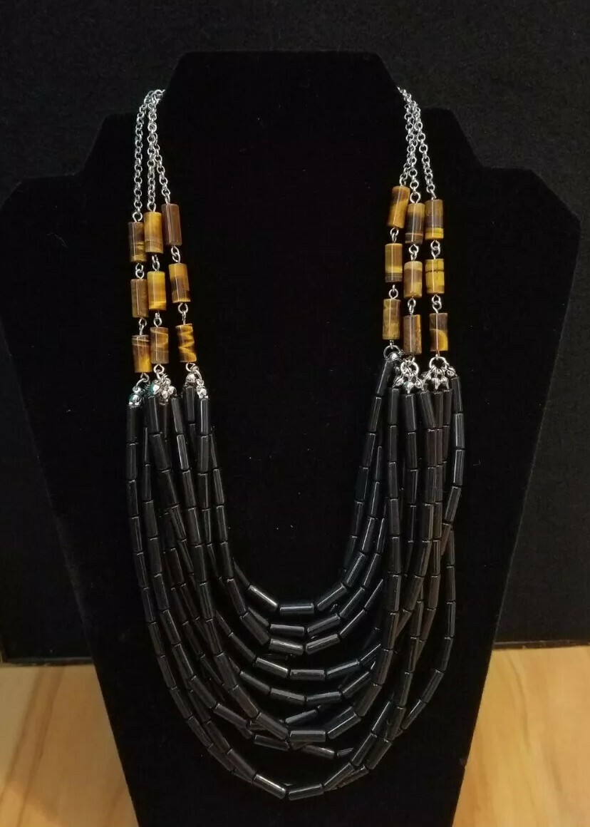 Lia Sophia Jewelry Havana Tiger’s Eye Resin Beads Necklace