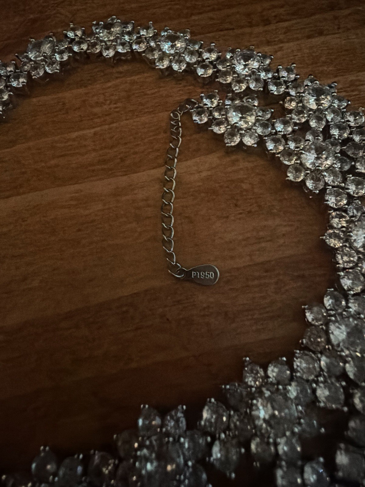 Statement Choker Necklace PT950 platinum mossanite in the middle and 5ACZ around