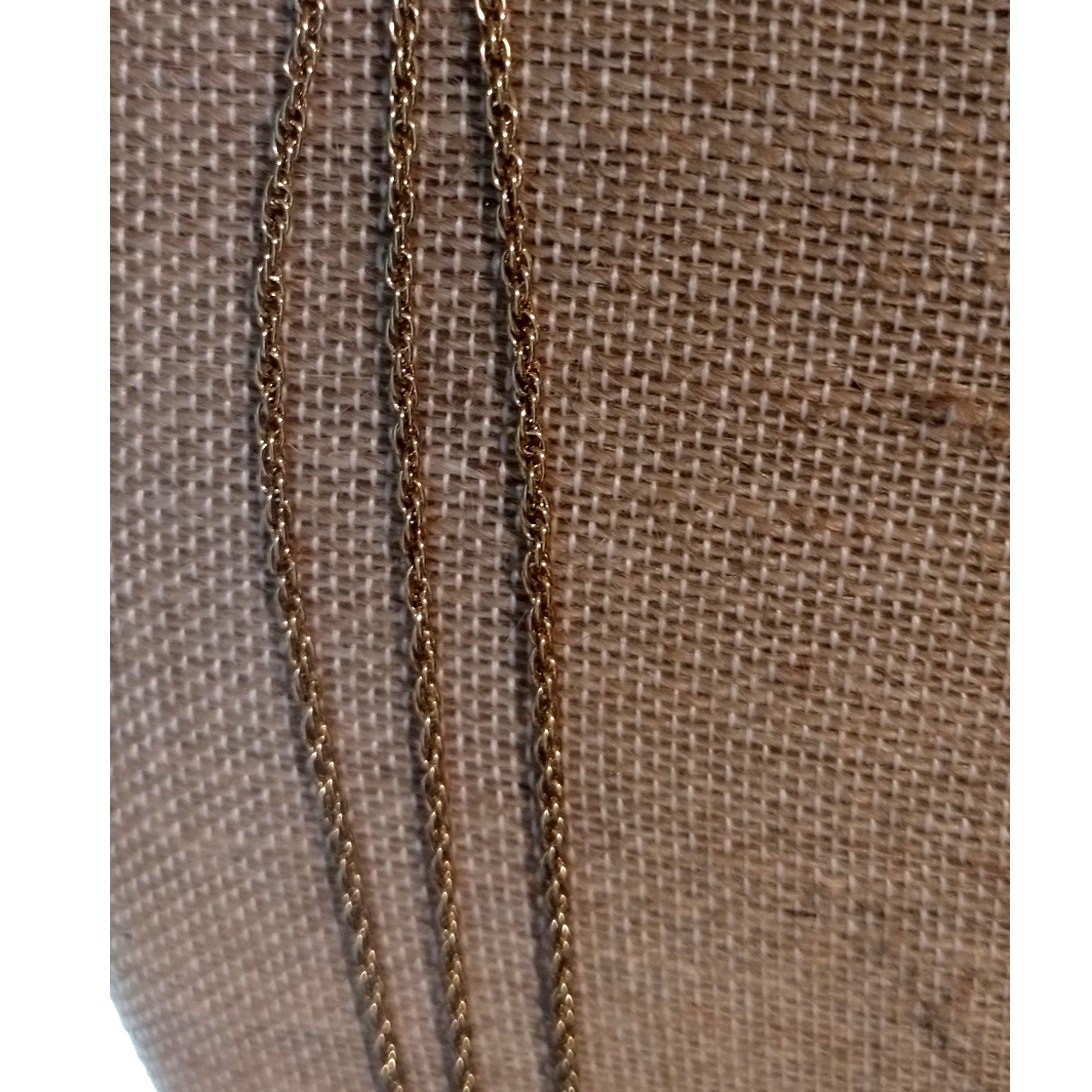Three Strand Gold Tone Chain Necklace Fold Over Clasp 36″
