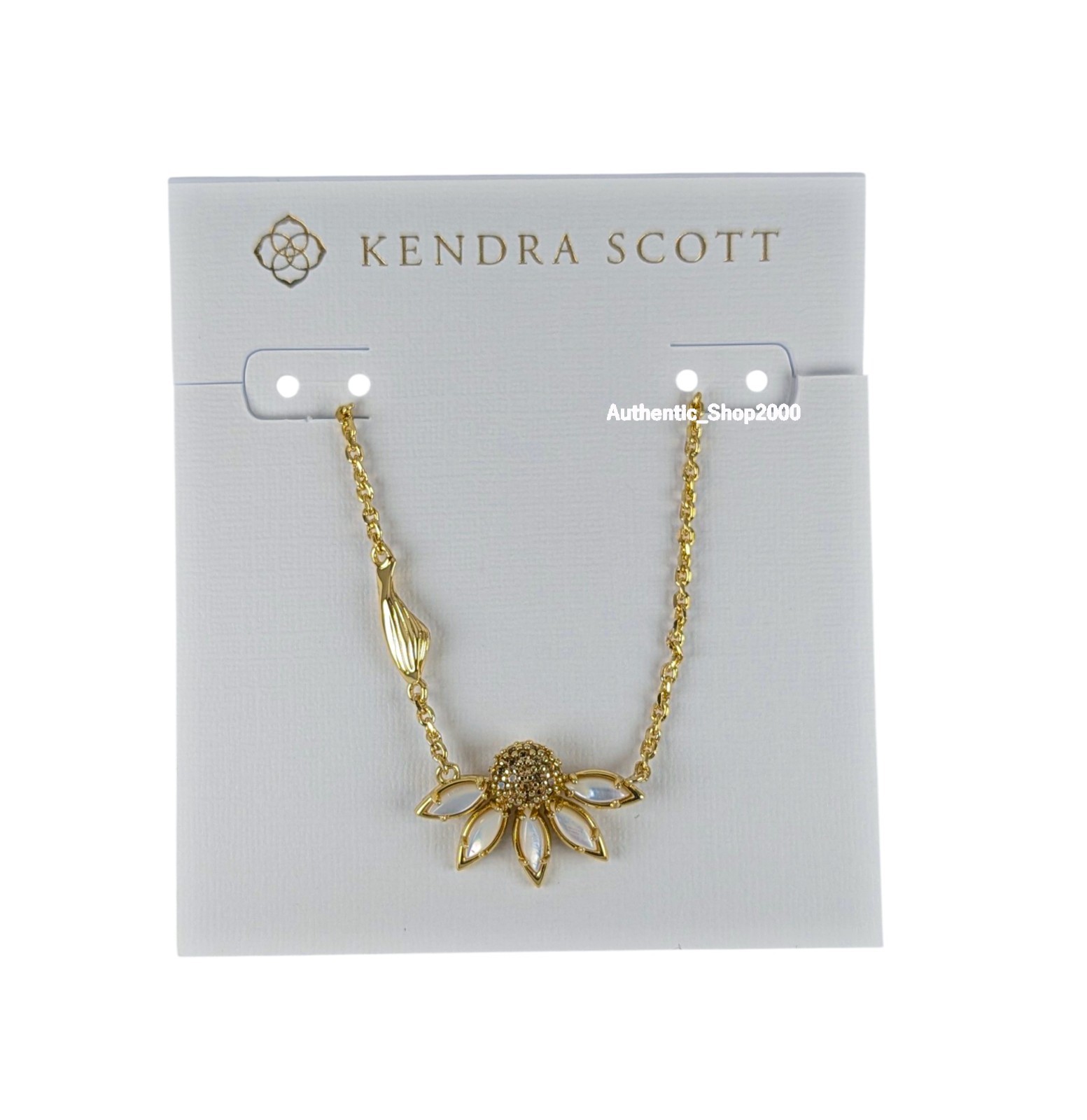 NEW 100% Authentic KENDRA SCOTT Gold Ivory MoP Anya Flower Pendant Necklace