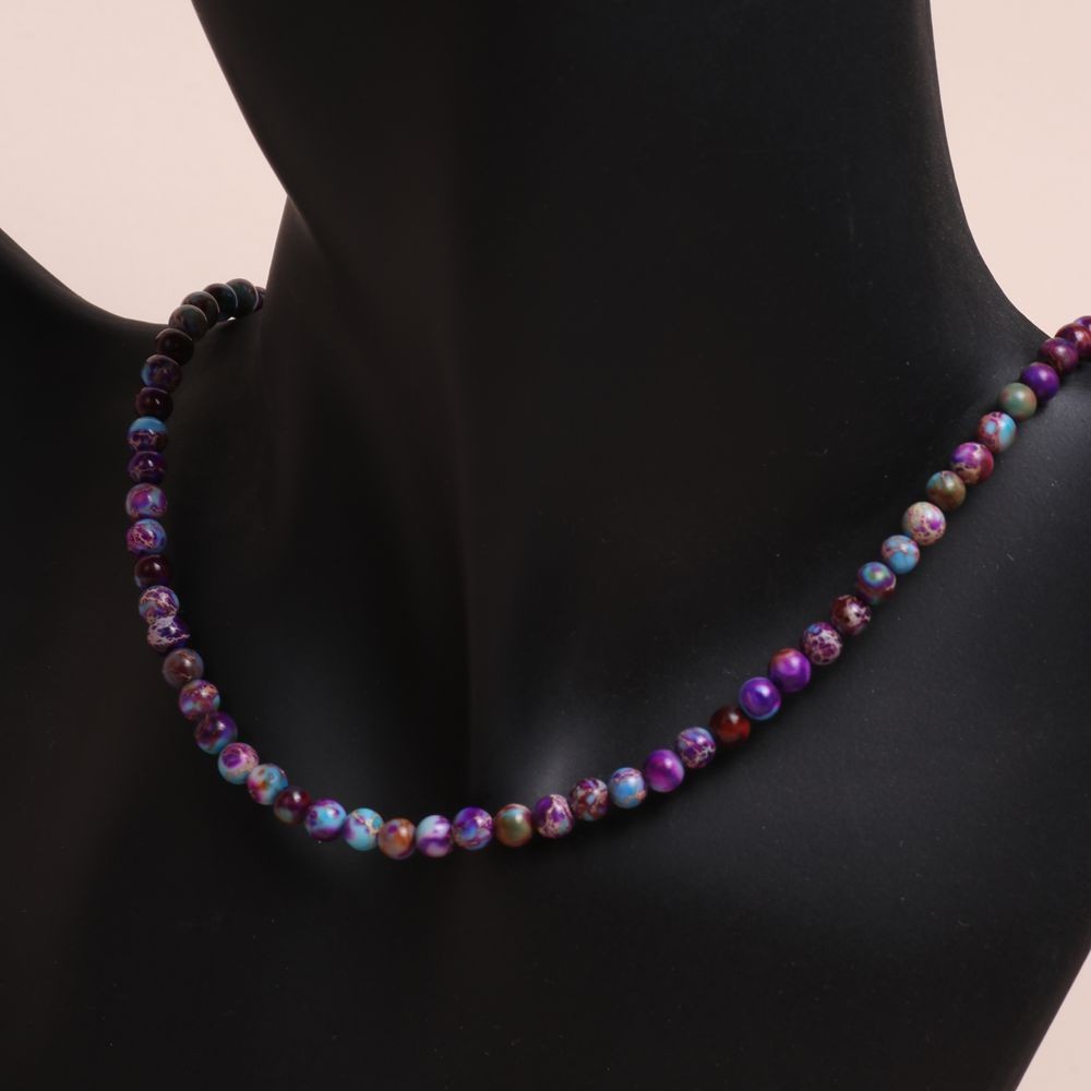 Natural Galaxy Sea Sediment Jasper Choker Minimalist Rainbow Stone Necklace