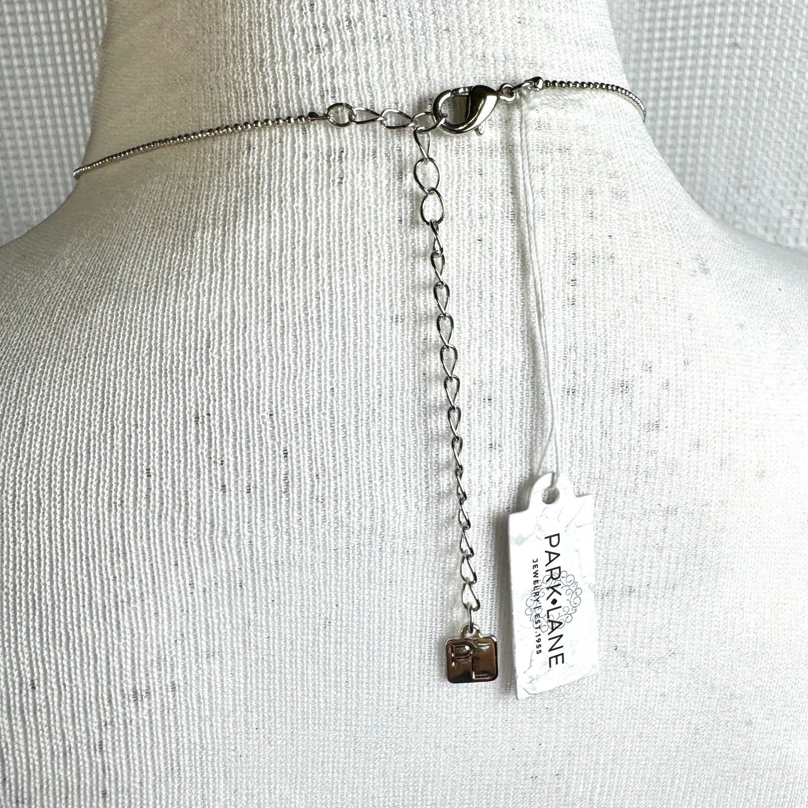 NWT Park Lane Craze Necklace Silver Tone CZ Pave Barrel Pendant Ball Chain 15″