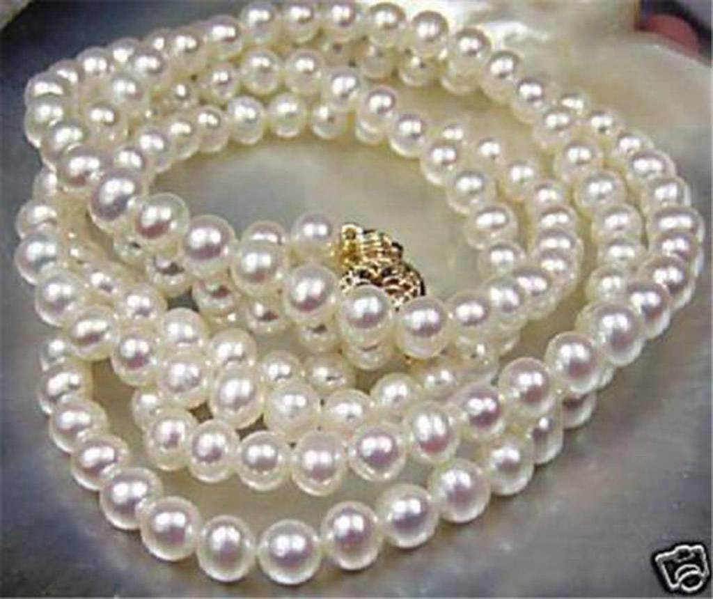 Beautiful Natural 7-8mm White Akoya Cultured Pearl Necklaces 16-50″