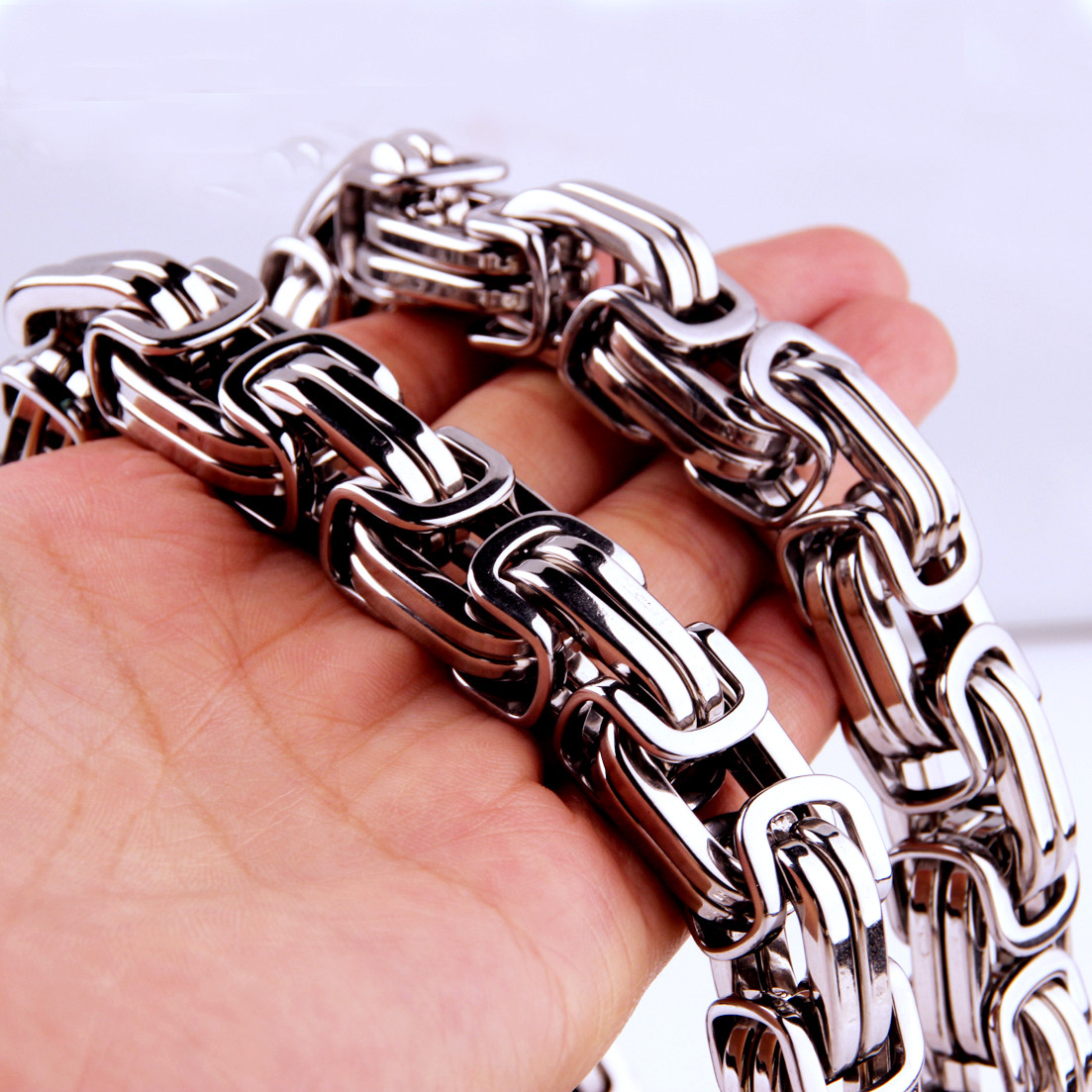 4-15MM Charm Stainless Steel Silver Byzantine Box Chain Men Women Necklace 7-40″