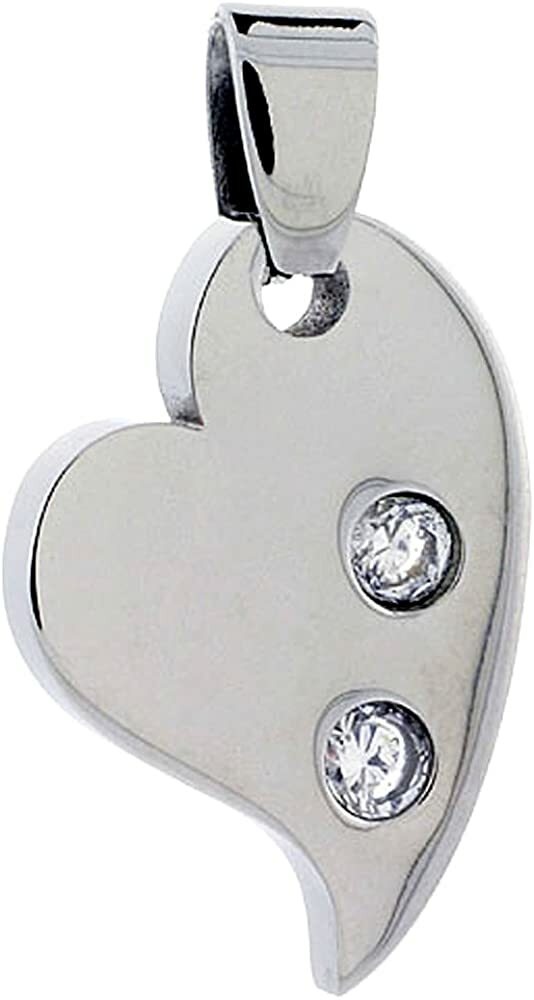 Stainless Steel Fancy Heart Pendant 7/8 inch with 30 inch Bead Chain Necklace