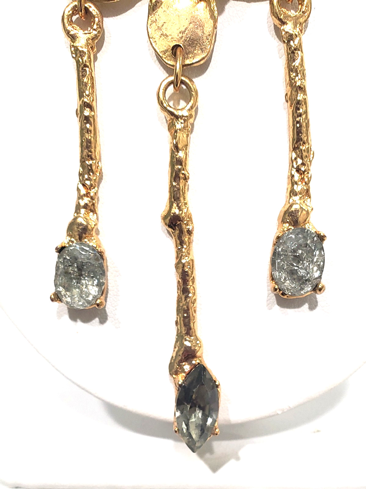 Exquisite ! GAVILANE, PARIS NECKLACE – SILVERY GREY QUARTZ GEMSTONES – 18″
