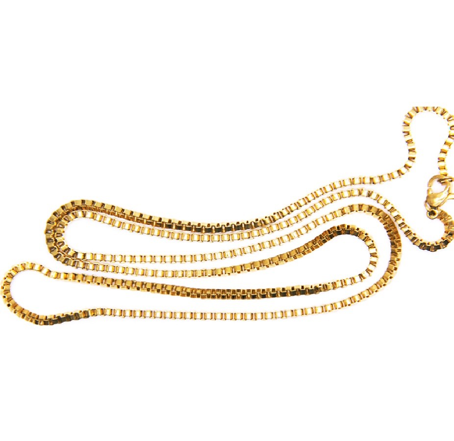 Men&Women’s 30inch 1.2mm Shiny Box Chain Necklace in Real 18K Yellow Gold Filled