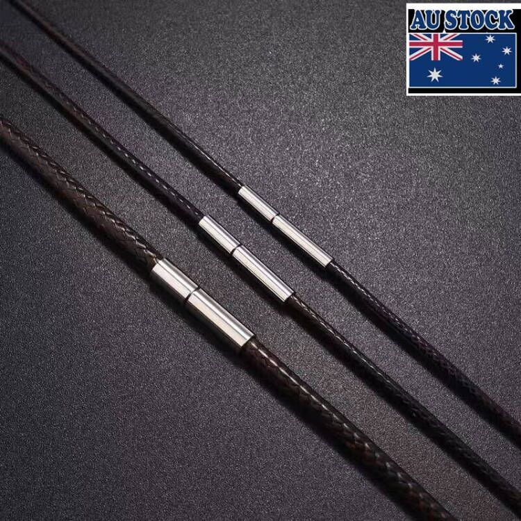 1.5/2/3 mm Man Woman Wax Rope Leather Chain Necklace 40-70cm Stainless Steel