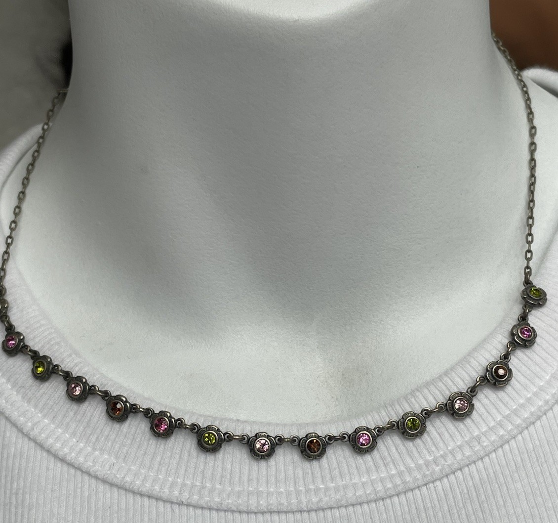 La Vie Parisienne France Flower Station Necklace Multi-colored VTG 16”