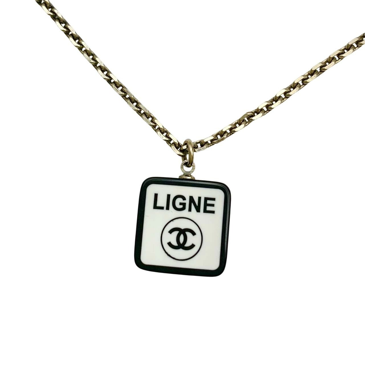 Chanel Necklace Coco Mark No.5 Reversible White 06C Square Jewelry
