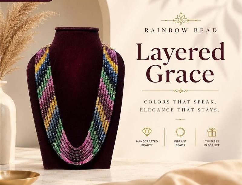 Natural Multi Color Tourmaline Rondelle Gemstone Silk Knotted Layered Necklace S