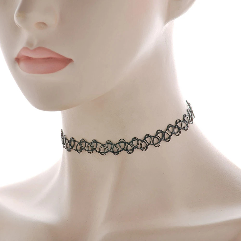 12pcs Hot Sale Vintage Chokers Necklaces For Women Stretch Tattoo Necklaces