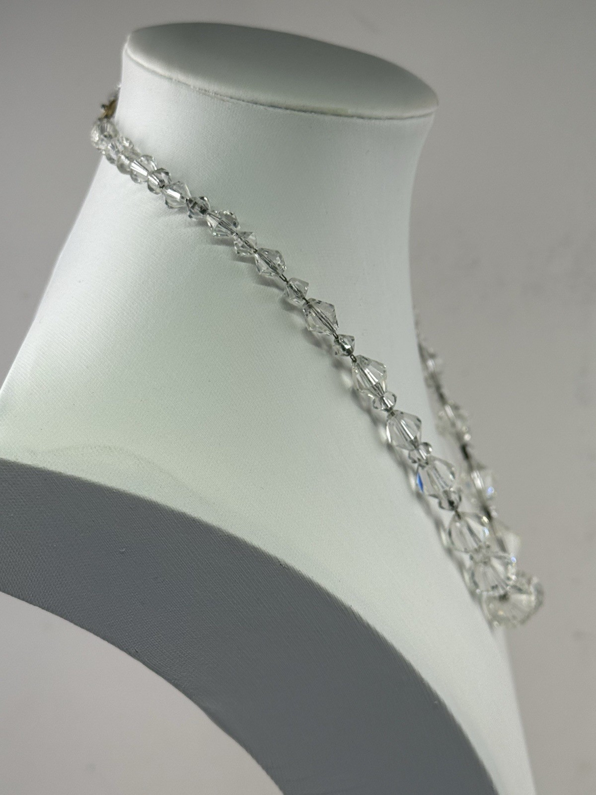 Vintage Cut Glass Metal Chain 17″ Necklace
