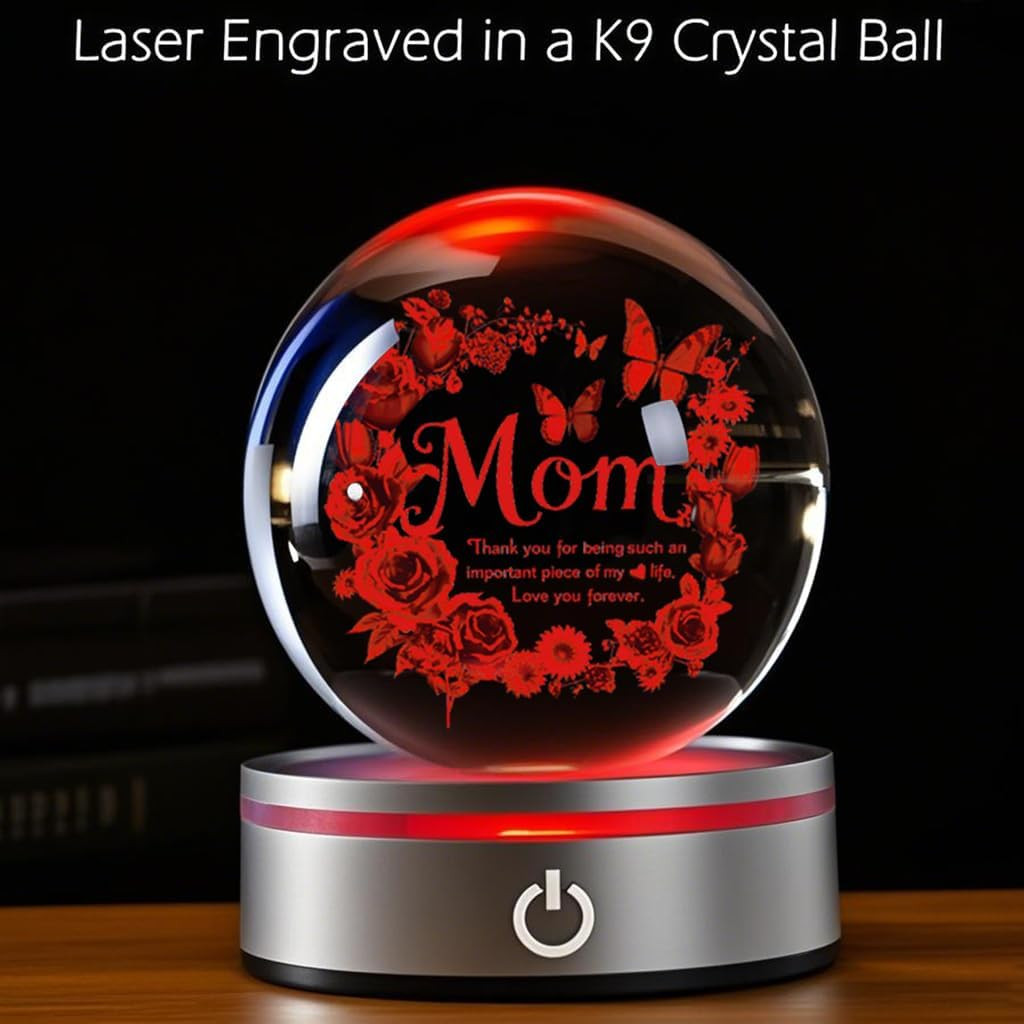 Mom 3D Crystal Ball Gifts for Mum Birthday Gift from Son, Daughter – Fun Chri…