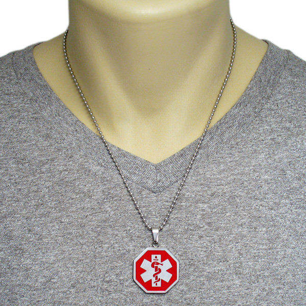 Stainless Steel Personalized Caduceus Medical Pendant w/Necklace- Free Engraving