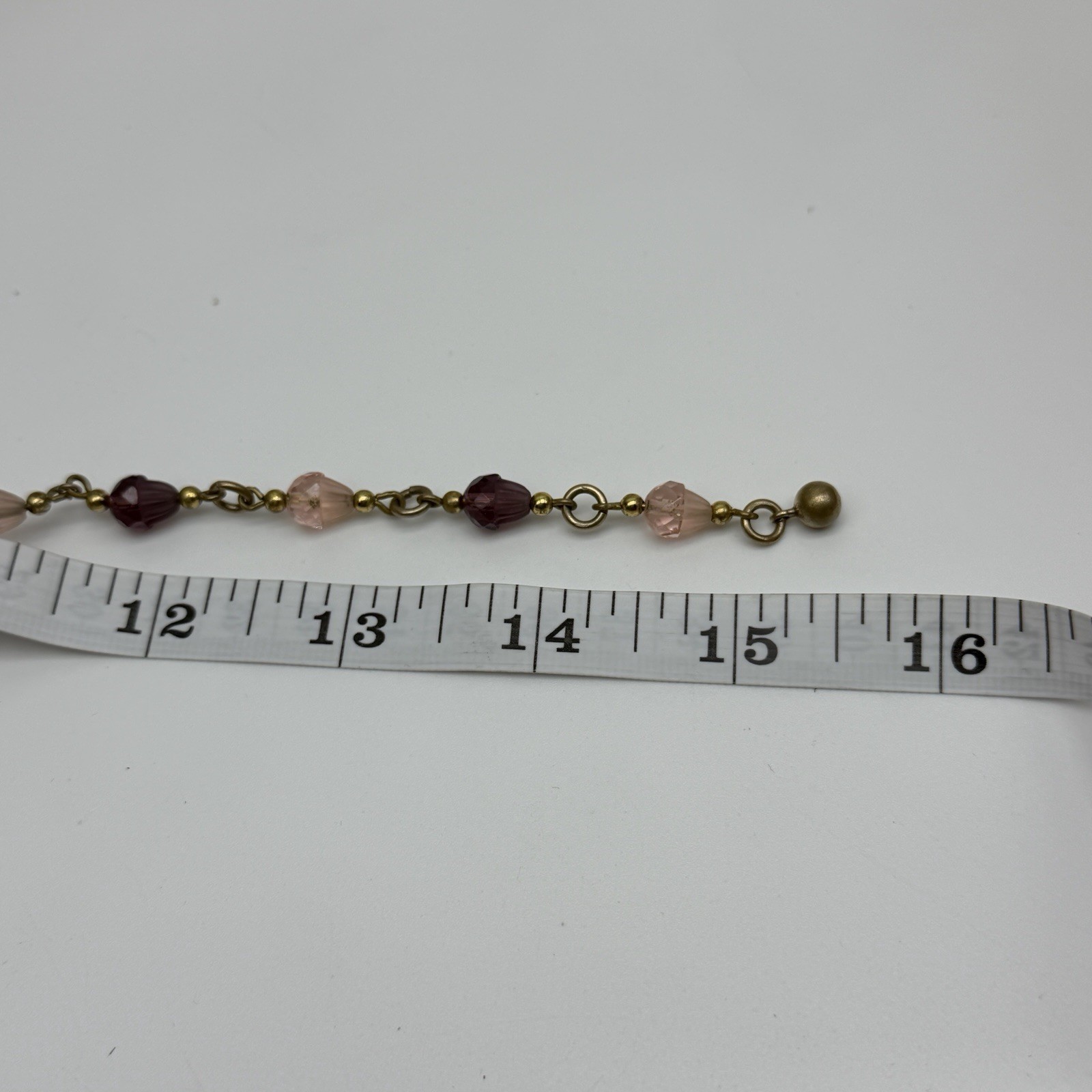Vintage Purple Pink Glass Necklace Statement Scallop Bib Beaded Choker 15”
