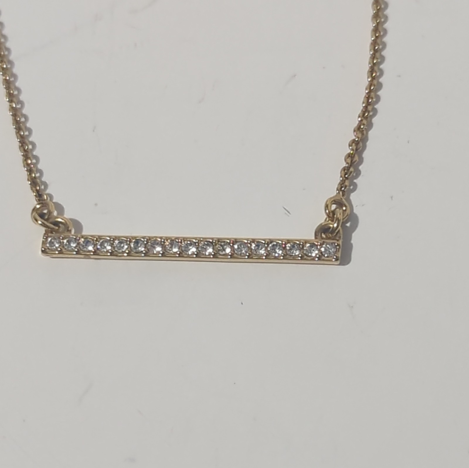 Touchstone Crystal by Swarovski Pave Bar Necklace Gold Tone Adjustable Dainty