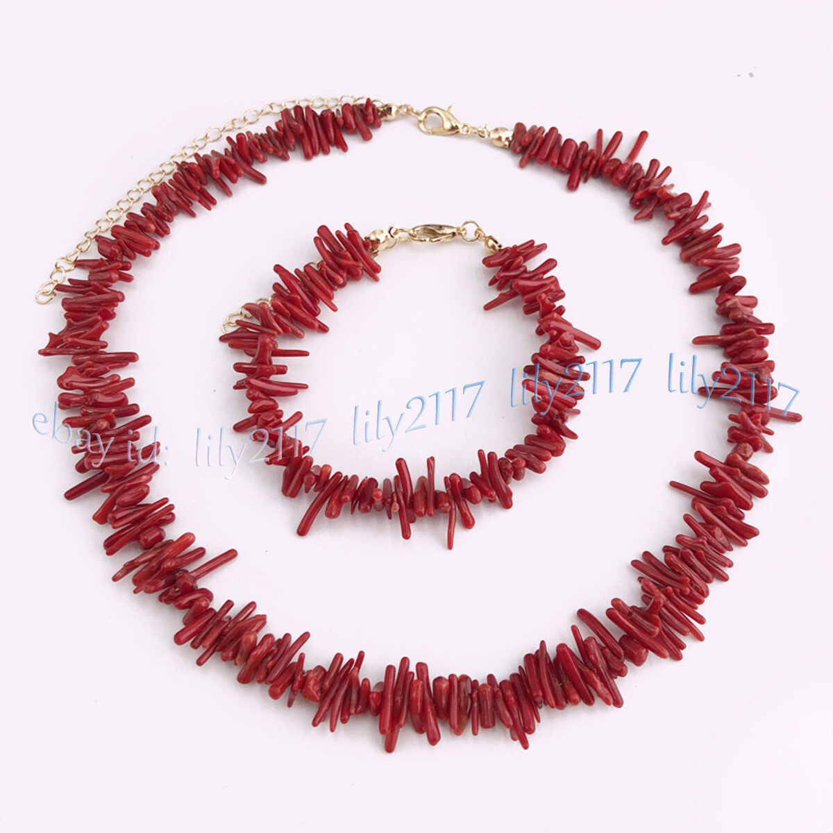 Natural 3-10mm Irregular Red Coral Chip Gemstone Beads Necklace Bracelet Set