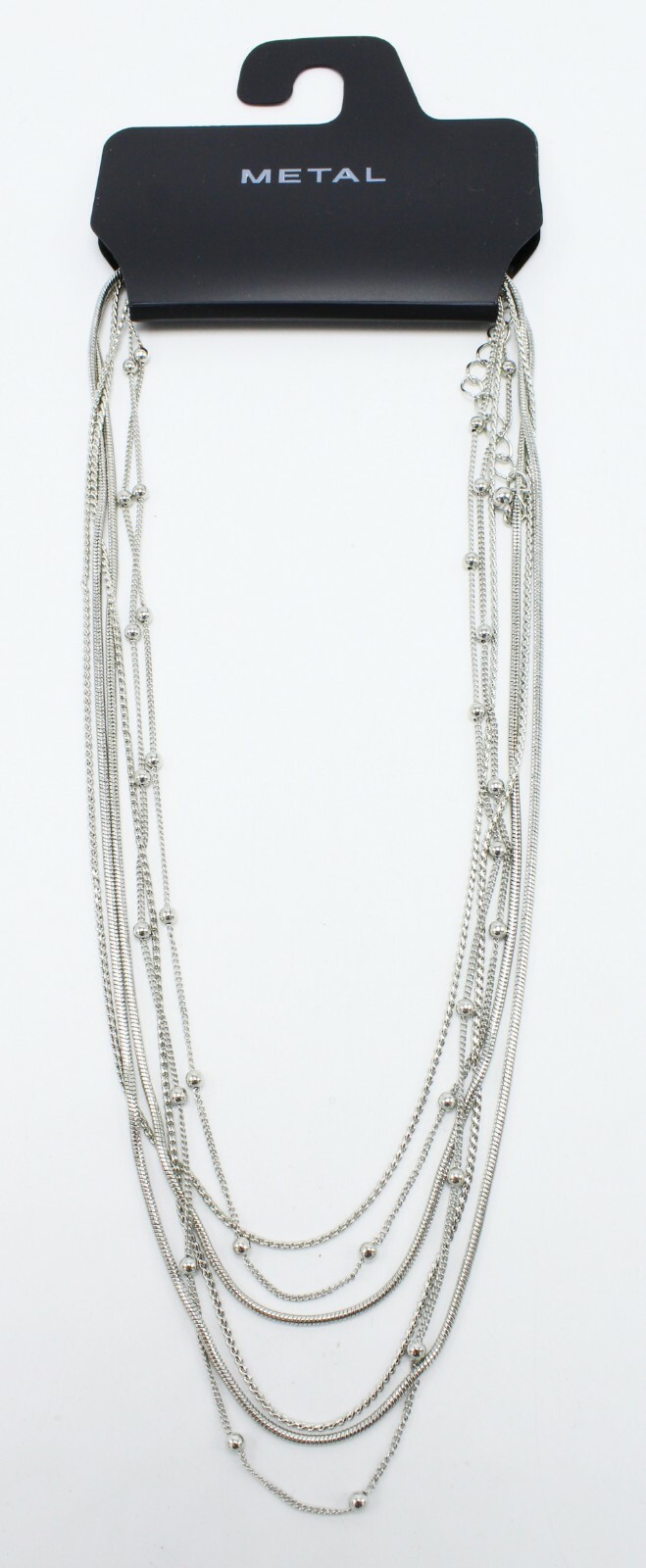 New Silver Tone Multi Strand Necklace by Metal NWT #N2634