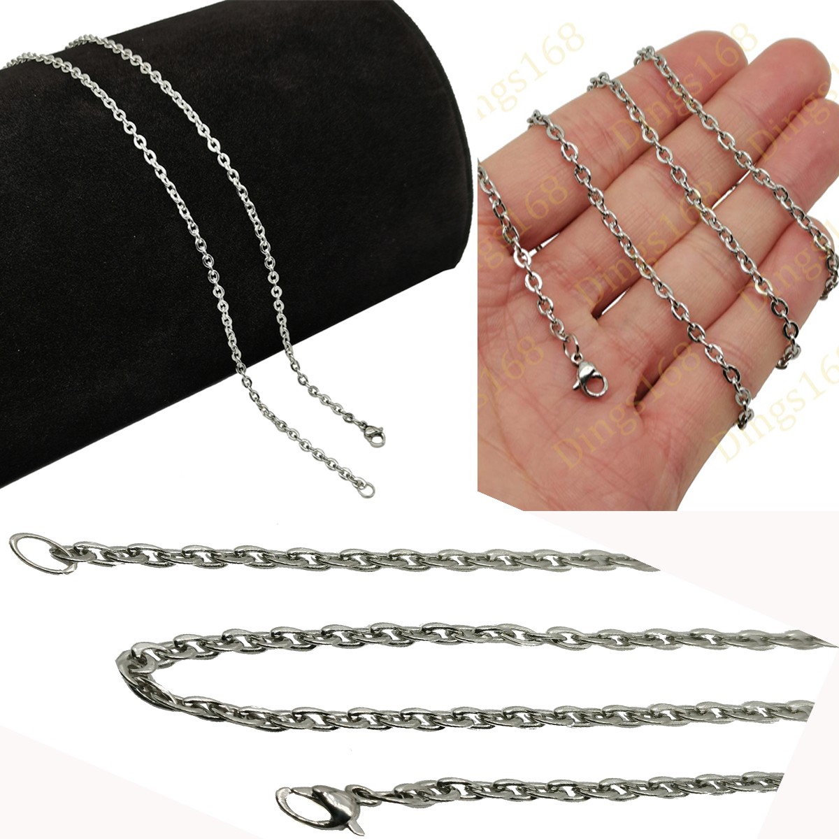18K White Gold Filled Tarnish-Free 26 inch 3 mm Rolo Cable Chain Necklace C146W