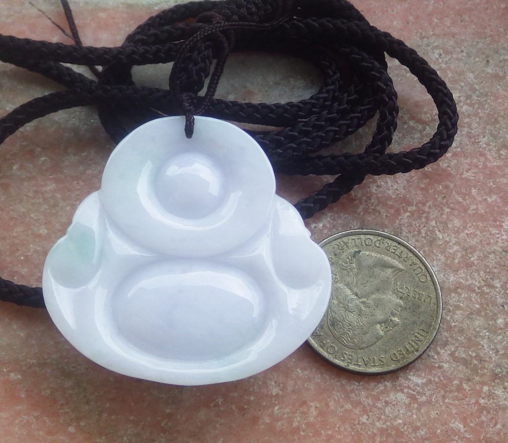 Video Certified Green Natural A Jade jadeite Pendant Buddha God 开心佛 133439