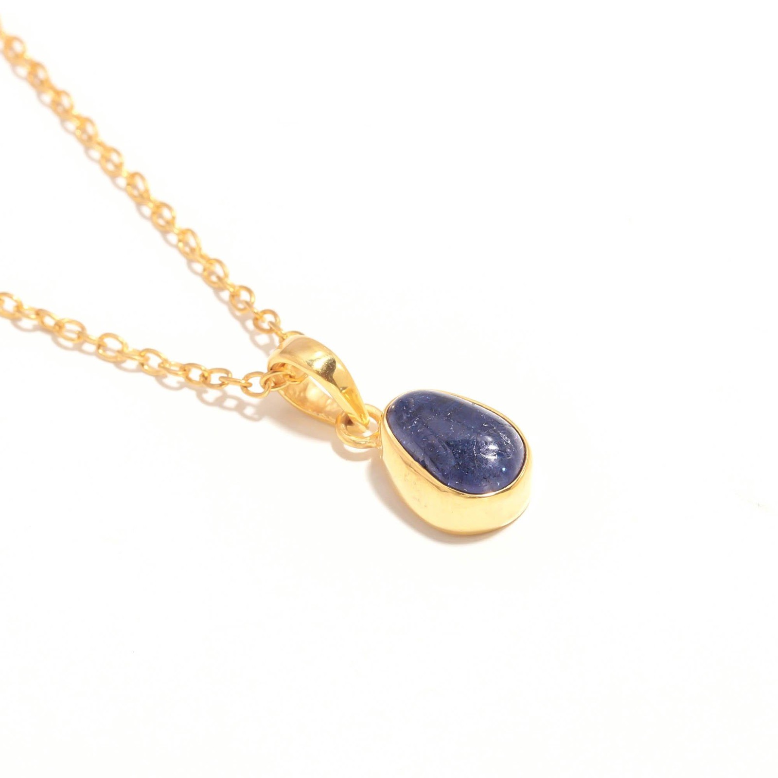 Natural Tanzanite Oval Chain Necklace Gold Filled 925 Sterling Silver Jewelry